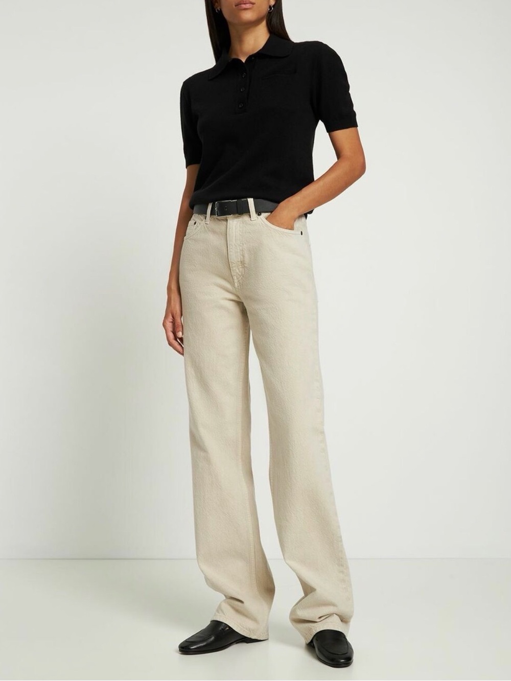 $990 The Row Carlton High Rise Straight Leg Jeans Italy Made Off White Sz 4 27